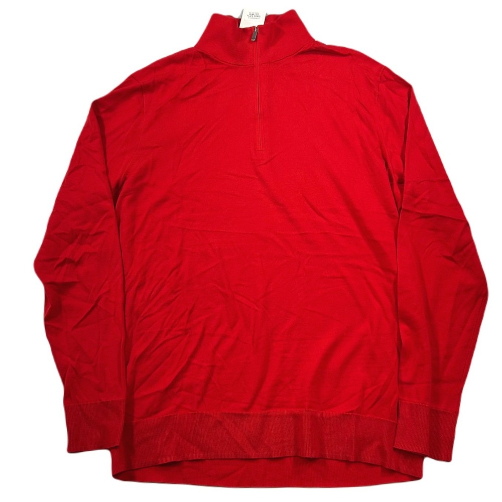 Polo Ralph Lauren Luxury Jersey Sweater Mens Large Red 1/4 Zip Pullover $228 NEW